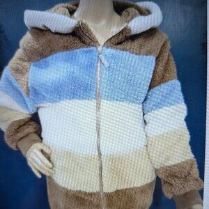 SIZE M UNBRANDED Multi Colored Long Sleeve Hoodie Zip Up Jacket INVPV756